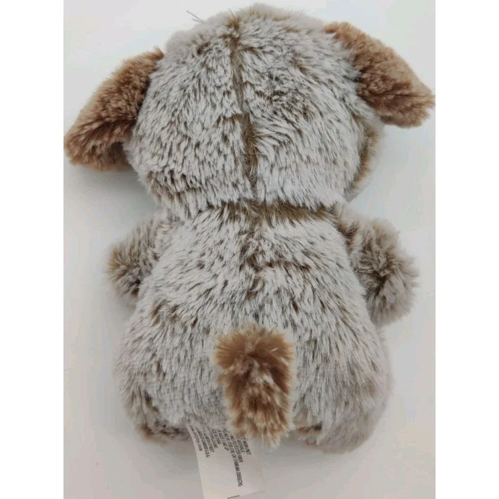 Kellytoy Brown Puppy Dog Ribbed Cream Valentine's Heart Foot Plush Toy 7